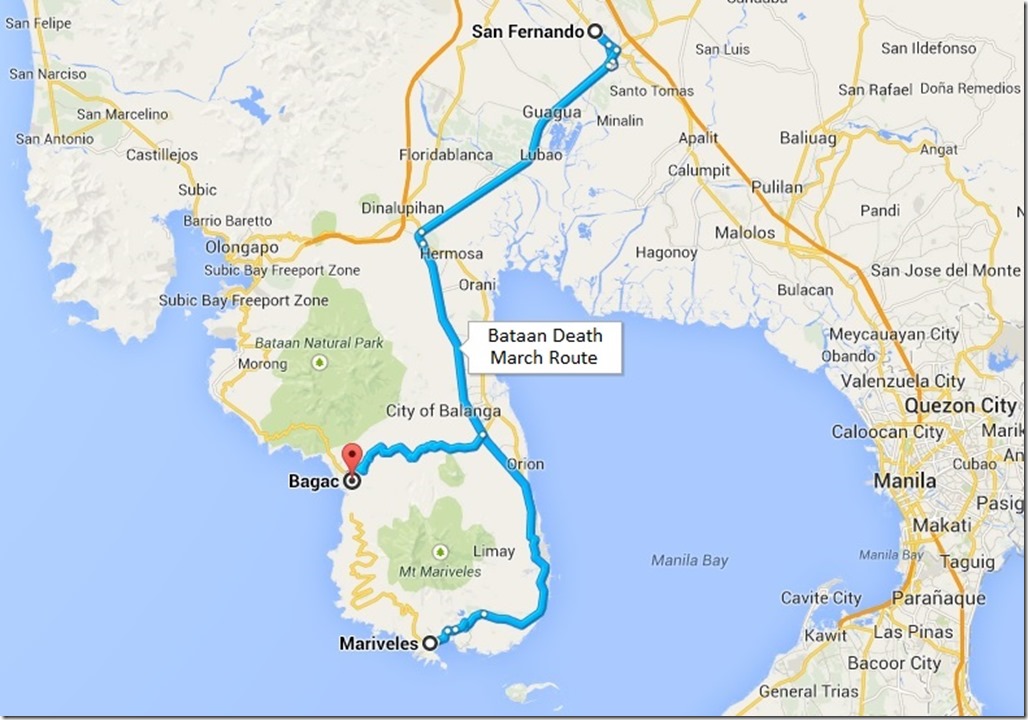 Bataan Death March Route